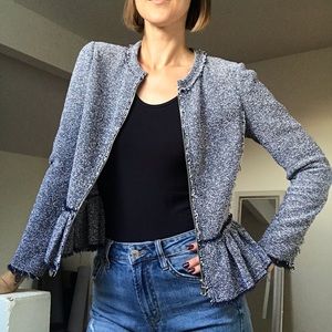 Rebecca Taylor Frayed tweed peplum jacket
